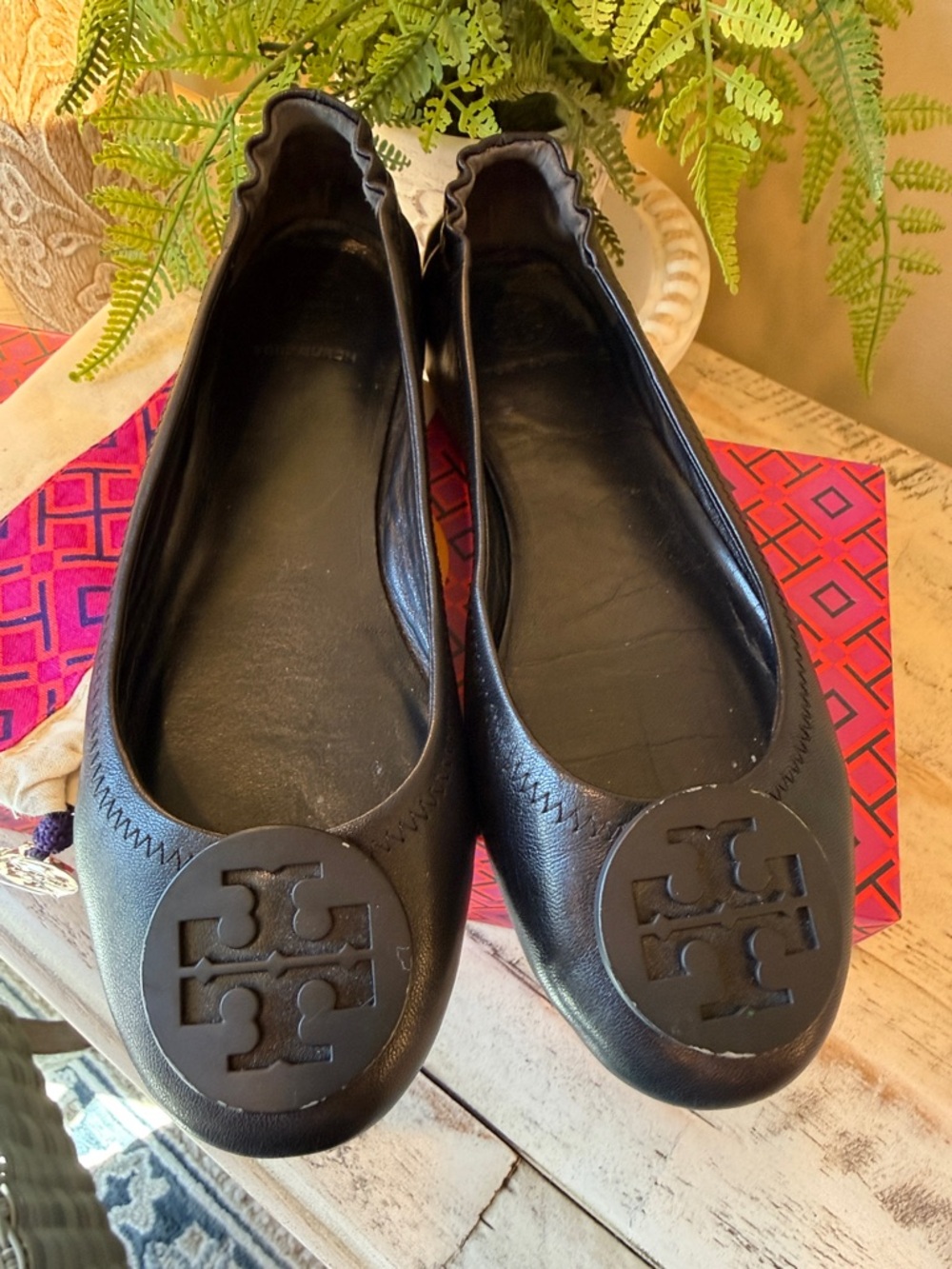 💕🖤 Tory Burch Black Minnie Travel Ballet Shoes